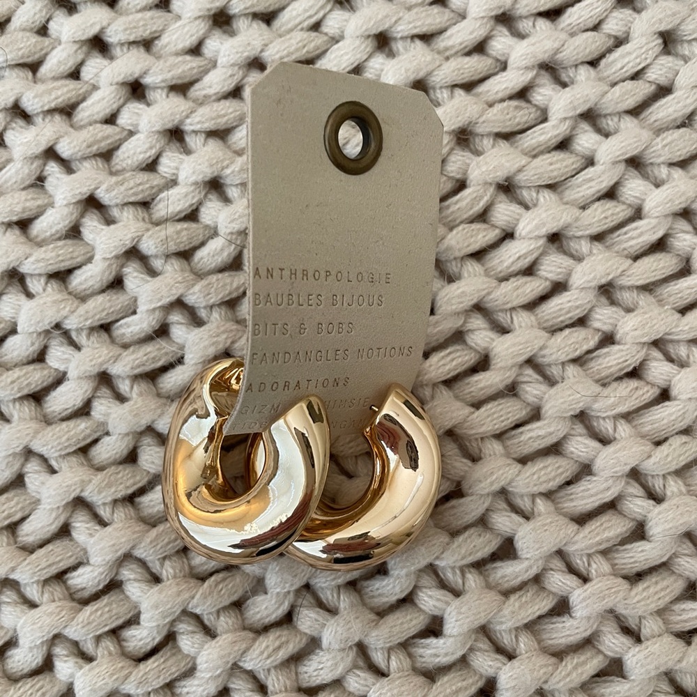 NWT Anthropologie Chunky Gold Hoops